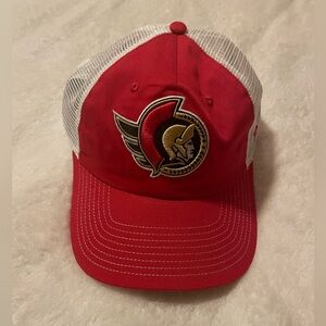 Red and White Ottawa Senators Mesh Trucker Hat